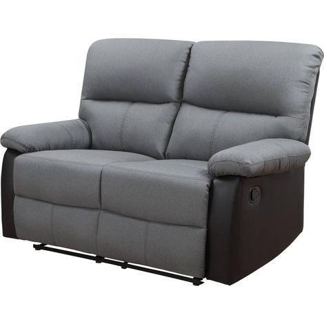 Habitat Et Jardin – Canapé relax 2 places Lincoln – Dimensions 147 x 89 x 103 cm – Revêtement PVC et tissu – Rembourrage mousse 25 kg/m³ – Noir/Gris foncé