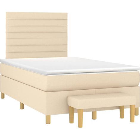 vidaXL Sommier à lattes de lit avec matelas crème 120x190 cm tissu (1/5)