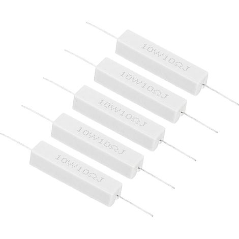5Pcs 10 Ohm Resistors, Ceramic Cement Resistor Kit 10W, Tolerance 5% for Power Adapters, Audio, Computer, Tv Circuit Board (1/4)