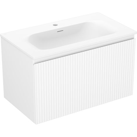 Mexen Rivel meuble de salle de bain 80 cm avec lavabo Vela, 1 tiroir, rainuré, blanc mat - 91A20-08047-1-BF01-W23M01 (1/5)