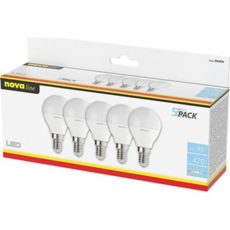 NOVA LAMPADINA LED SFERETTA E14 6W 4000K PZ.5