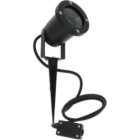 GENERIC-Projecteur à piquer en aluminium noir IP65 – Pour ampoule GU10 max 35W – Câble 1M20 inclus – Éclairage extérieur durable (1/5)