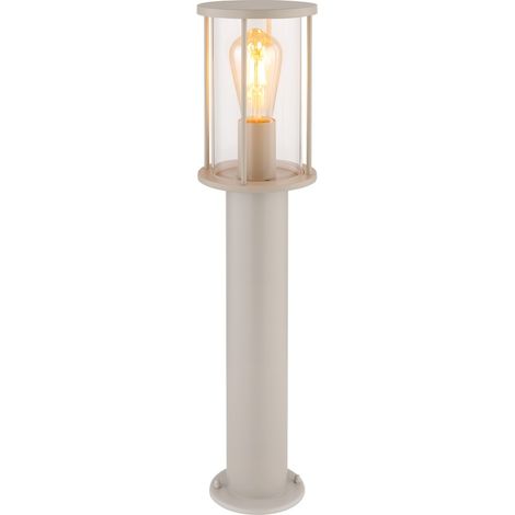 Außenleuchte Sockelleuchte Gartenleuchte Edelstahl Beige Glas klar IP54 H 60 cm (1/5)
