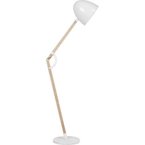 Stehlampe HETTON verstellbar Eichenholz Weiß