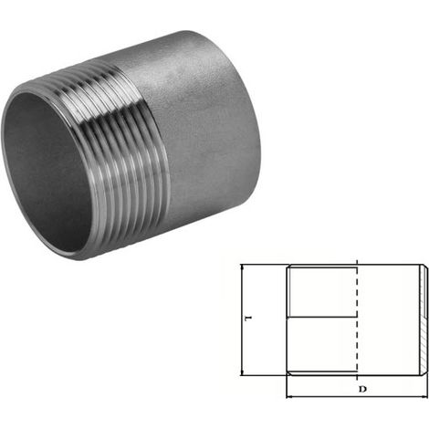 Stainless Steel Welding Nipple (A2 / T304) 1 Inch BSP Parallel Threads (BSPP / G Thread) (1/2)