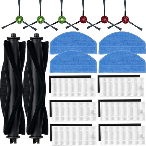 Kit Accessoires Pièces d'rechange pour HONITURE G20 / G20 Pro, pour Laresar Evol 3 Robots aspirateurs, 2 Brosses Principales, 6 brosses latérales, 6 filtres, 4 lingette Serpillière. (1/5)