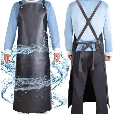 Tablier en caoutchouc imperméable tablier en vinyle robuste réglable tablier épais pour restaurant lave vaisselle boucher (1/4)