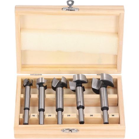 Bohrwerkzeugset, 5-teilig, Forstnerbohrer mit Rundschaft, 15 mm, 20 mm, 25 mm, 30 mm, 35 mm (1/5)
