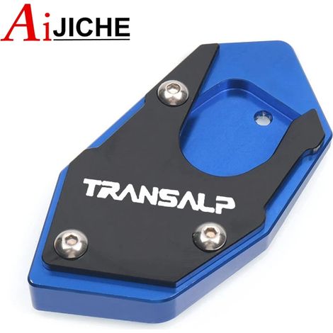 (TRANSALP Bleu) Plaque d'extension de béquille latérale CNC, compatible avec HONDA XLV 600 650 700 TRANSALP DOMINATOR NX650 FMX650 maxpower (1/4)
