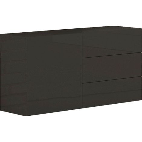 Credenza 1 Anta + 3 Cassetti 110x40x60,5 cm Metis Antracite Lucido (1/3)