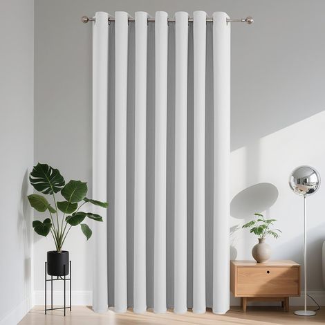 Rideau Occultant à Oeillets L132 x H137 cm 1 Pièce, Panneau de Rideau Court Intérieur Polyvalent pour Petit Fenêtre Baie-Vitrée Lucarne sous-Évier Buffet, Gris Blanc (1/5)