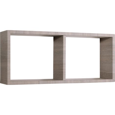 Mensola Rettangolare 2 Scomparti da Parete 70x30x15,5 cm in Fibra di Legno Morgana Rovere Moka (1/5)