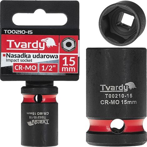 Vaso de impacto de 1/2" y 6 puntas, 15 mm, CR-MO (10/200) (1/4)
