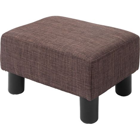 Sitzhocker Ottoman Fußhocker Rechteckig Fußstütze Aus Leinen, Polsterhocker Bis 100 Kg Belastbar, Für Wohnzimmer, Flur, Braun, 40 X 30 X 24 Cm