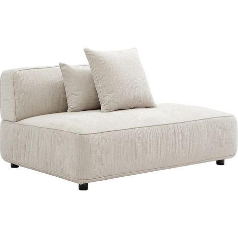 Méridienne droite en tissu chenille beige LELACO (1/2)