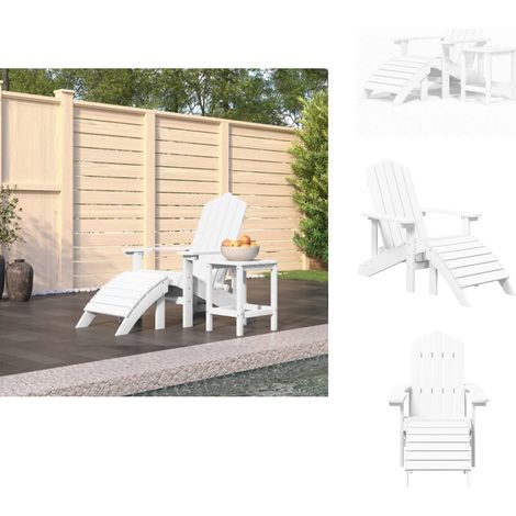 Chaise de jardin Adirondack repose-pied table PEHD Blanc - Chaises De Jardin - Chaises Adirondack - Mobilier De Jardin - Chaise Extérieure - Fauteuil De Jardin (1/5)