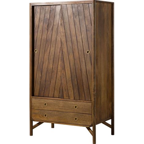 Kleiderschrank Mango 100x60x180 braun geölt / Griff gold LOS ANGELES 11 (1/3)