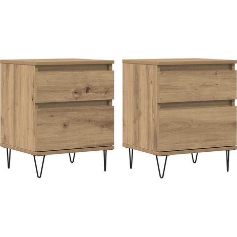 Bedside Cabinets 2 pcs Artisan Oak 40x35x50 cm Engineered Wood vidaXL (1/5)