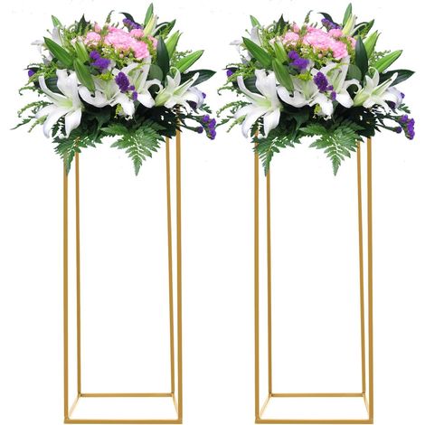 Lot de 2 Supports Fleurs de Mariage, 28 x 28 x 60 cm Fleurs centres de Table réception décorations présentoirs Colonne Support Fleur Amovible Présentoir pour Fête Mariage Décoration Maison Fête