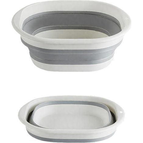 Bassine pliable camping de 2,7 L - Bol Portable, bassine pliable, pour Camping, Cuisine, Maison - Bac de Lavage Peu Encombrant(Gris)