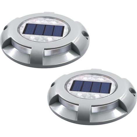 Luz solar para carretera, de aleación de aluminio, 4 LED, para exteriores, pasillos, muelles, pequeñas carreteras, luz de suelo, luz blanca cálida, 1 unidad