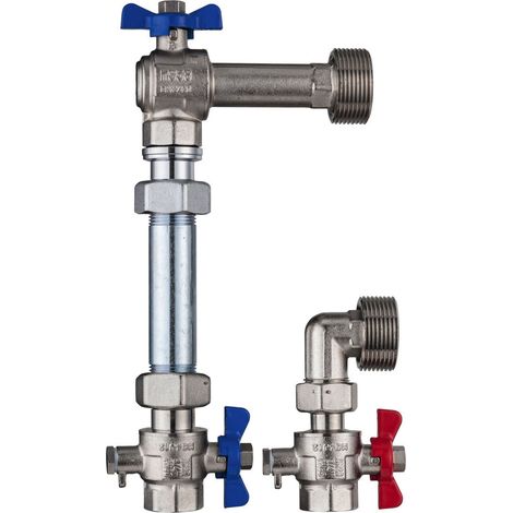 Kermi Set di montaggio contatore acqua calda 1'' AG x 3/4'' IG Verticale, SFVZWMV1001
