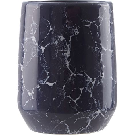 Premier Housewares Black And Grey MarbleTumbler / Drinking Glasses/  Marble Tumbler Handcrafted Tumblers w8 x d8 x h10cm (1/4)