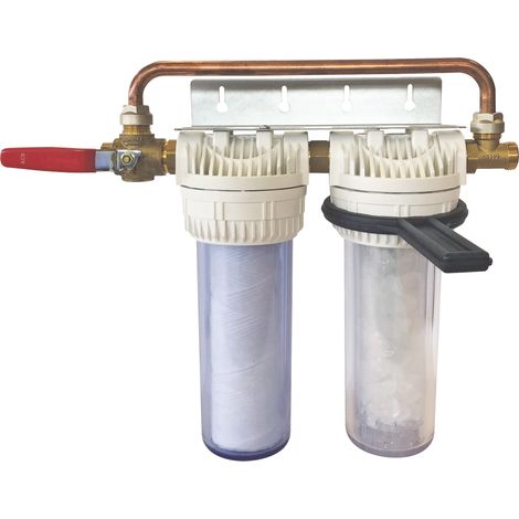 Filtre sous évier Duplex OnePhos+ – Bypass breveté – 3 actions filtration/calcaire/corrosion – Débit 1,5 m3/h – Durée 12 mois – Aquawater (1/3)