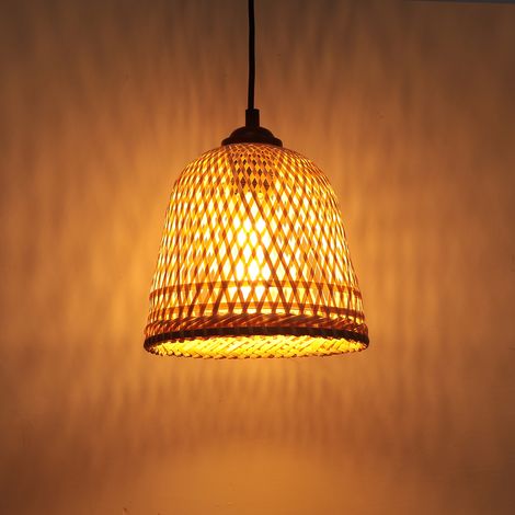 Rotin Suspension Luminaire en Bambou Abat-jour Lampe Suspendue Style Bohème Gage pour Hotel Restaurent Salle à Manger Salon (1/5)