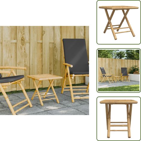 The Living Store Table de jardin pliable 45x45x45 cm bambou - Table De Jardin Pliable - Table En Bambou - Mobilier De Jardin - Table Extérieure - Table D'appoint (1/5)
