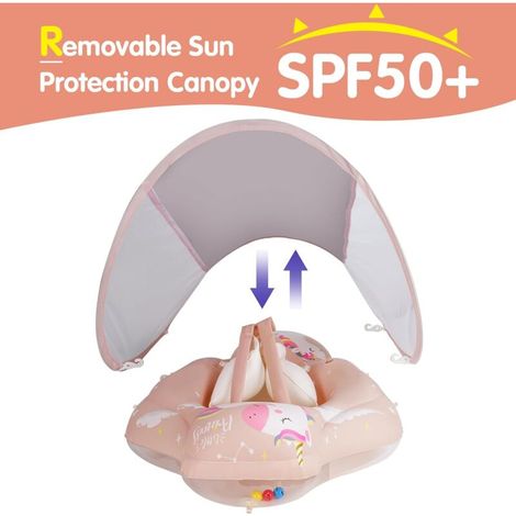 Bouée bébé gonflable avec pare-soleil – Diamètre intérieur 16 cm – Pour enfants de 3 à 72 mois, sécurité aquatique dès 1 an