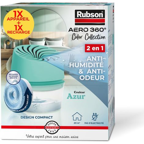 Aero 360°, 1 Déshumidificateur d'air 20 m² + 1 Recharge 450g, Azur (1/5)