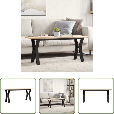 Holz Couchtisch - Couchtisch Y-Gestell 110x40x45 cm Massivholz Kiefer & Stahl (1/5)