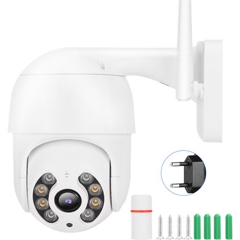 Mini Caméra IP Doom 1,5 pouces étanche 1080P WiFi vision nocturne 8 lumières 110-240V pour icsee, prise UE (1/5)
