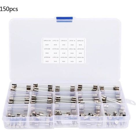 pair XUY Assortiment De Fusibles En Tube De Verre 150Pcs 6X30Mm 0.5A - 1A - 2A - 3A - 5A - 8A - 10A - 15A - 20A - 30A