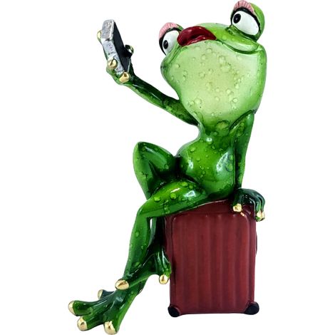 Selfie-Froschfigur mit Reisekoffer, 15,5 cm (1/5)