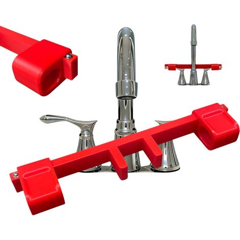 Tragbarer, kreativer Doppelwaschbecken-Armaturengriff mit Verriegelung – Rot