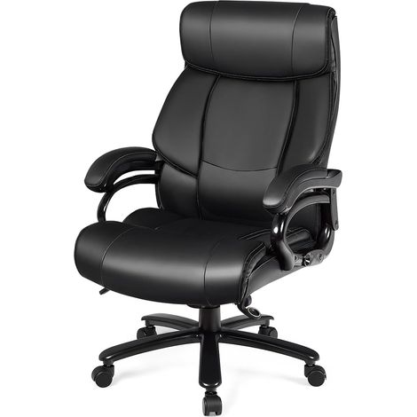 COSTWAY Silla de Escritorio, Silla de Oficina Ergonómica con Respaldo Alto Reposacabezas y Asiento Acolchados, Silla de Computadora en PU con Altura Regulable y Ángulo Inclinable, Carga 200 kg (1/5)