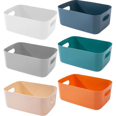6 Aufbewahrungsboxen, Kunststoff, Griff, Regale, Schubladen, Wäscheschrank, Mehrzweck-Schrankorganizer, Küche (20,5 x 14 x 7 cm) (1/5)