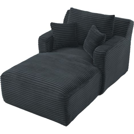 Chaiselongue de corduroy gris oscuro HOMVRA, sofá relax sin montaje (1/5)