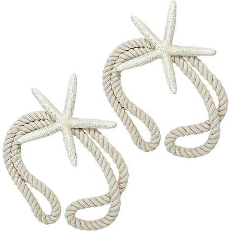 Ensemble de 2 attaches de rideaux en forme d'étoile de mer, attaches, cordons, pinces décoratives et clips multicolores pour climatiseur. (1/5)
