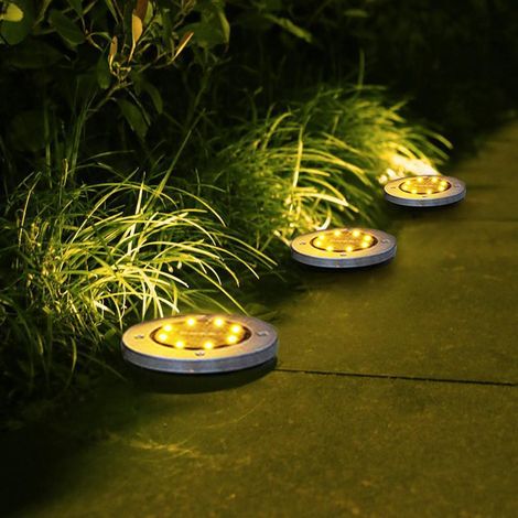 Lampes solaires LED 6 x 8 pour jardin, clôture, allée et pelouse, blanc chaud (1/3)