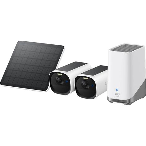 Eufy E40 Starter-Set 2+1 Kamera mit Homebase und Solarpanel weiß Überwachungskamera