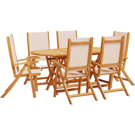 Set Pranzo da Giardino 7pz Legno Massello di Acacia e Textilene vidaXL (1/5)