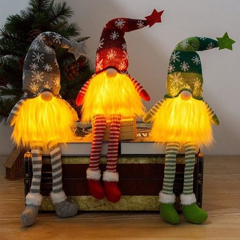 3pcs Gnome De Noel Lumineux, SuéDois Faits à La Main De Pere Pour Decoration De Table Noel Et Noel Interieur Maison (1/4)