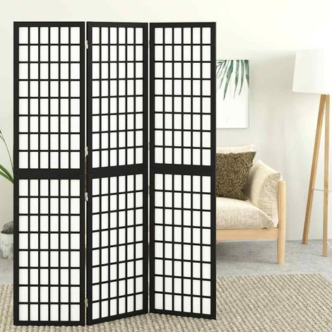 Cloison de séparation pliable 3 panneaux 120x170 cm Noir (1/5)