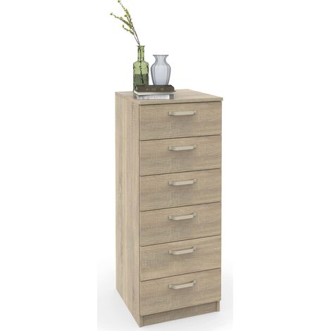 Briebe Prakt Cajonera Dormitorio Sinfonier Alto, Cómoda 6 Cajones, 110x40x40 cm (Alto x Ancho x Profundo)  Madera