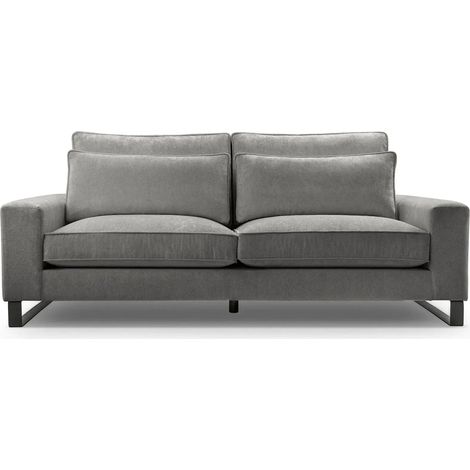 MAGDA - Canapé droit tissu chenille 2 places Gris foncé (1/5)