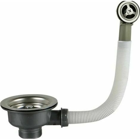 Bonde d'Évier avec Trop-Plein Panier Inox 114 mm 1½ - Acier Inoxydable + ABS (1/5)