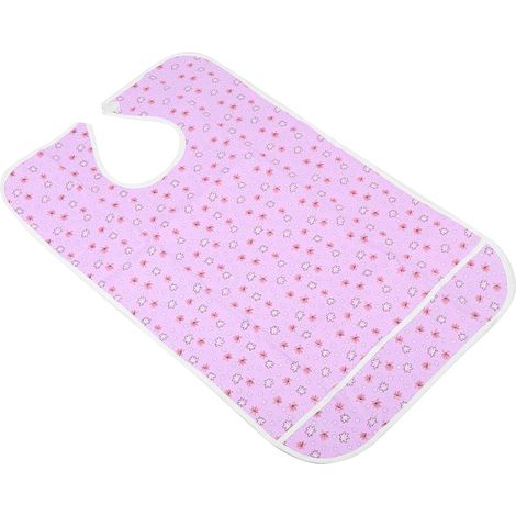Tablier imperméable double couche avec serviette anti-salive, bavoir de table, protection pour les repas des personnes âgées et adultes, motif floral rose, 50 x 80 cm (1/5)